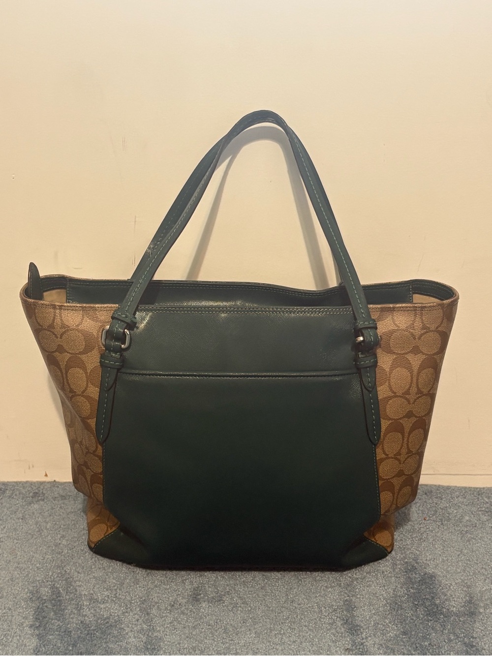 Coach Peyton Coated Canvas Saffiano Tote in Racing Green - Picture 5 of 14